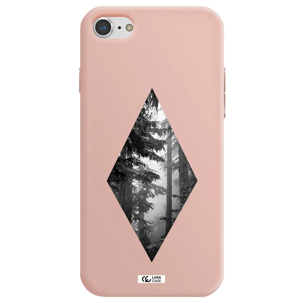 a diamond shaped image of trees Apple iPhone 8 Silicone pastel pink Case
