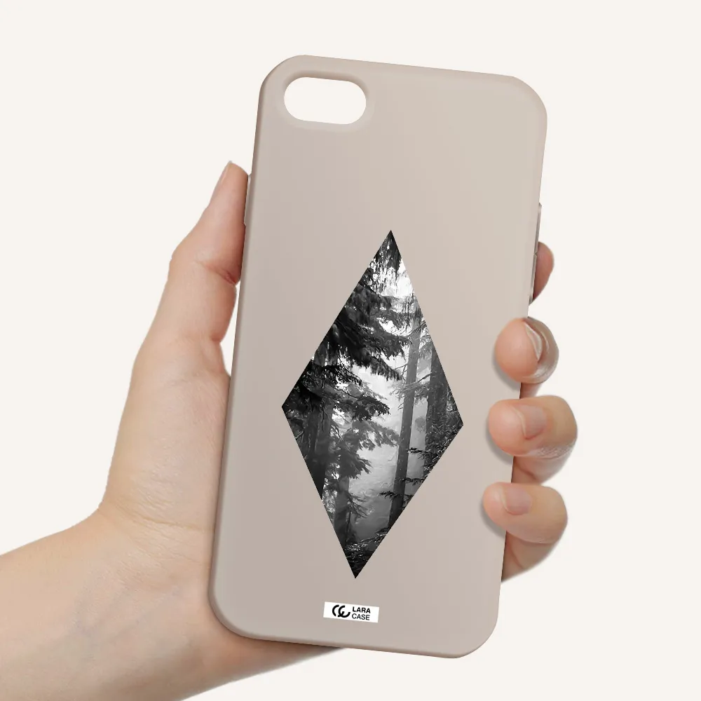 a diamond shaped image of trees Apple iPhone 8 Silicone Stone Case