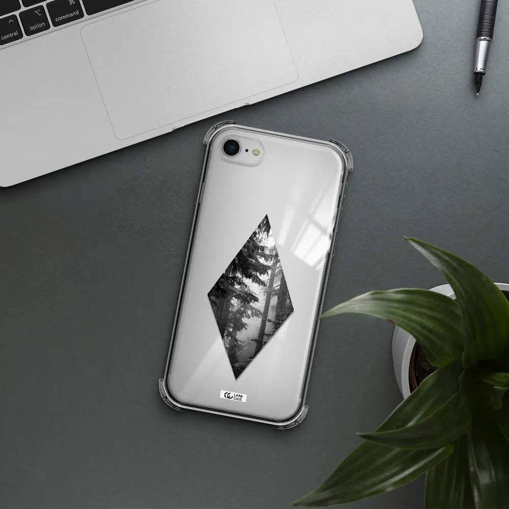 a diamond shaped image of trees Apple iPhone se 2020 Clear PC Case