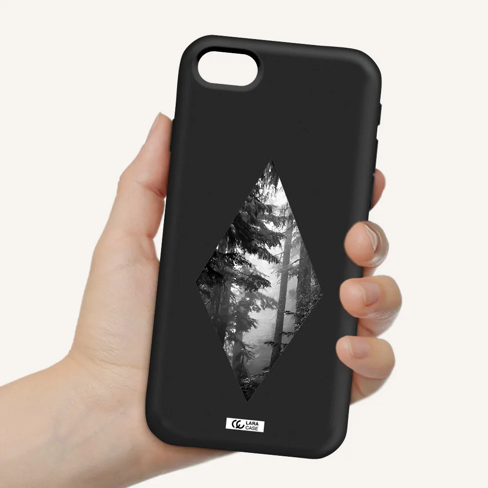 a diamond shaped image of trees Apple iPhone se 2020 Silicone black Case