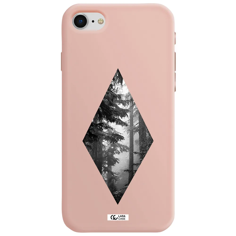a diamond shaped image of trees Apple iPhone se 2020 Silicone pastel pink Case