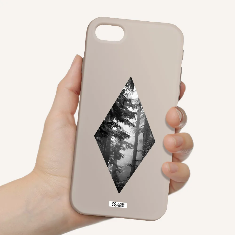a diamond shaped image of trees Apple iPhone se 2020 Silicone Stone Case