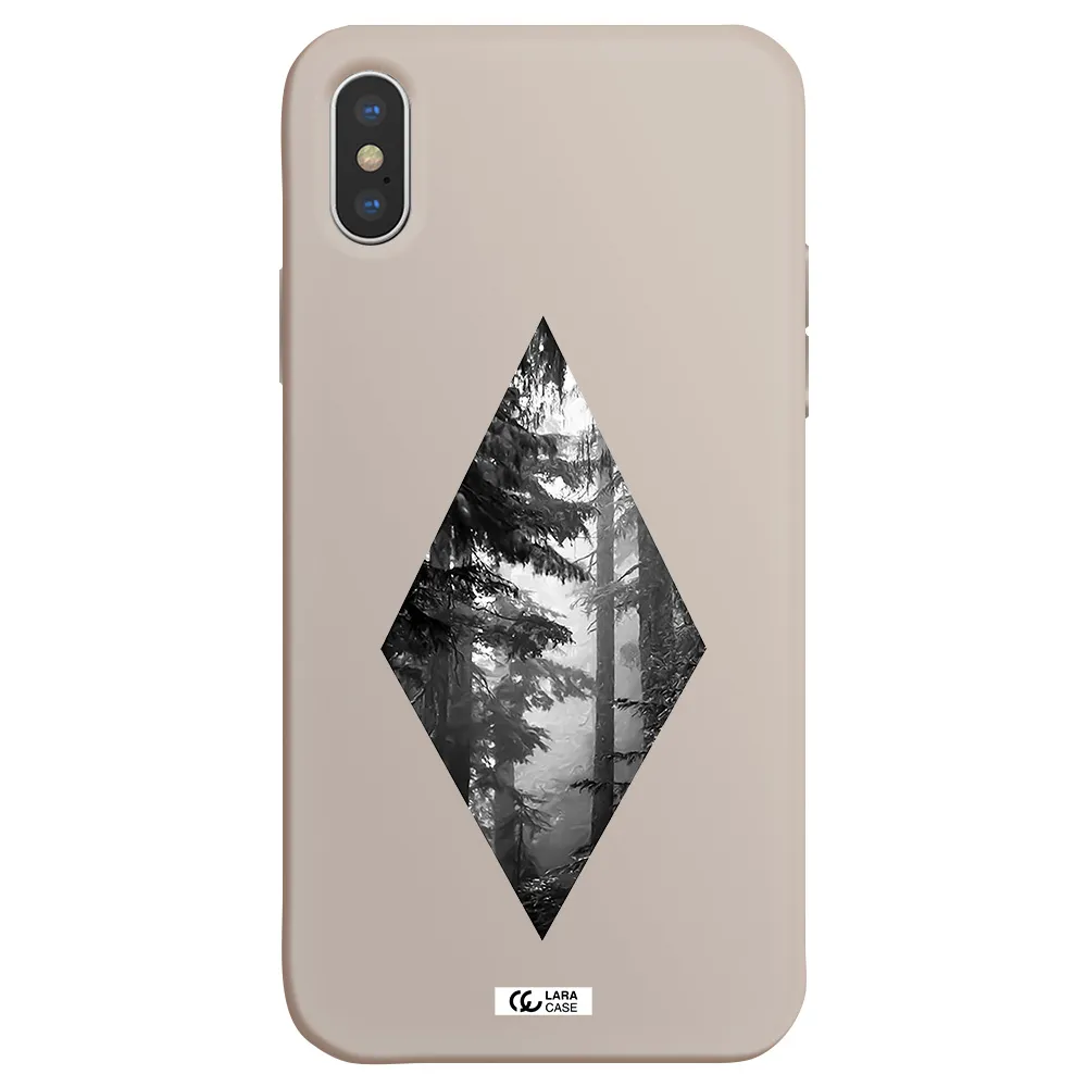 a diamond shaped image of trees Apple iPhone X Silicone Stone Case