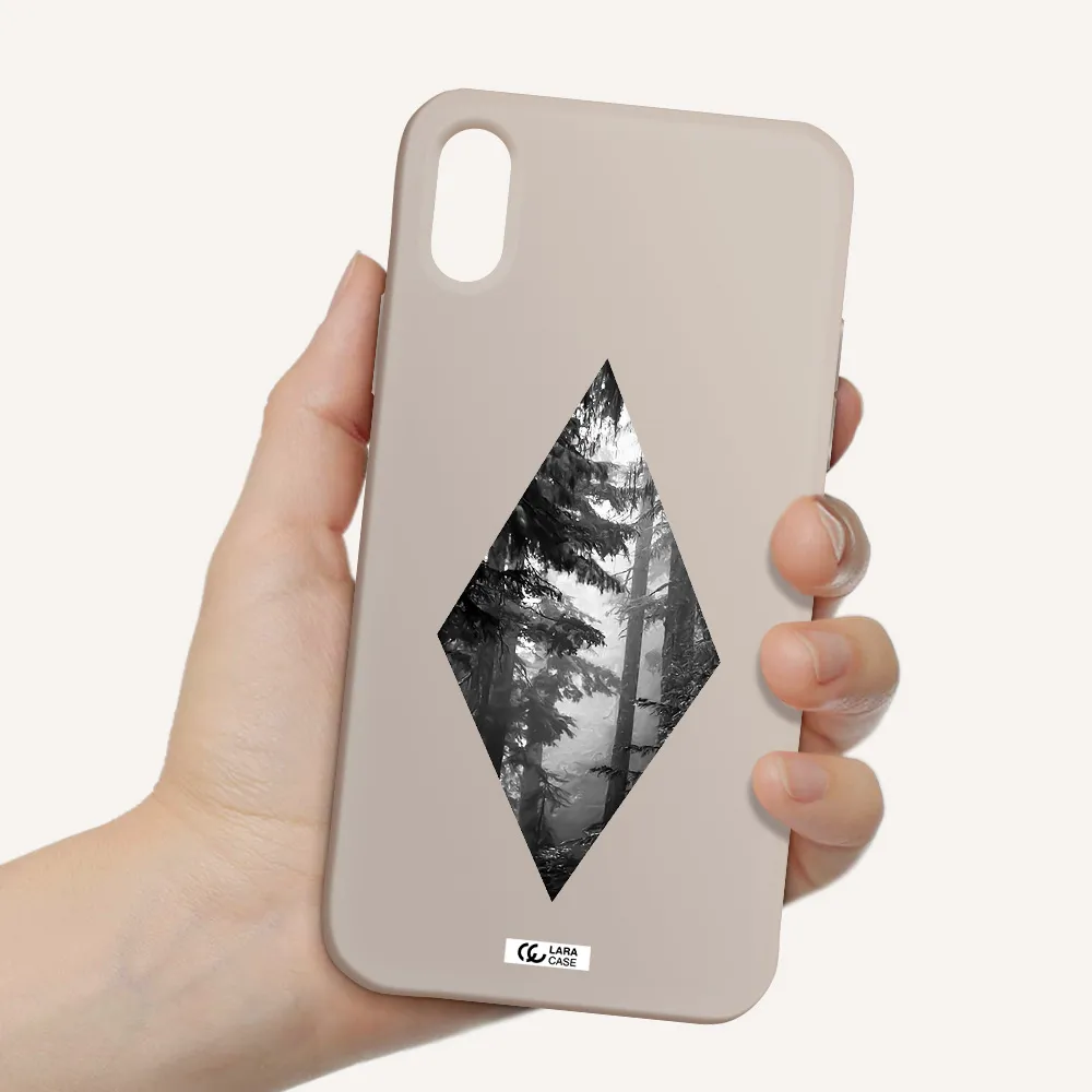 a diamond shaped image of trees Apple iPhone X Silicone Stone Case