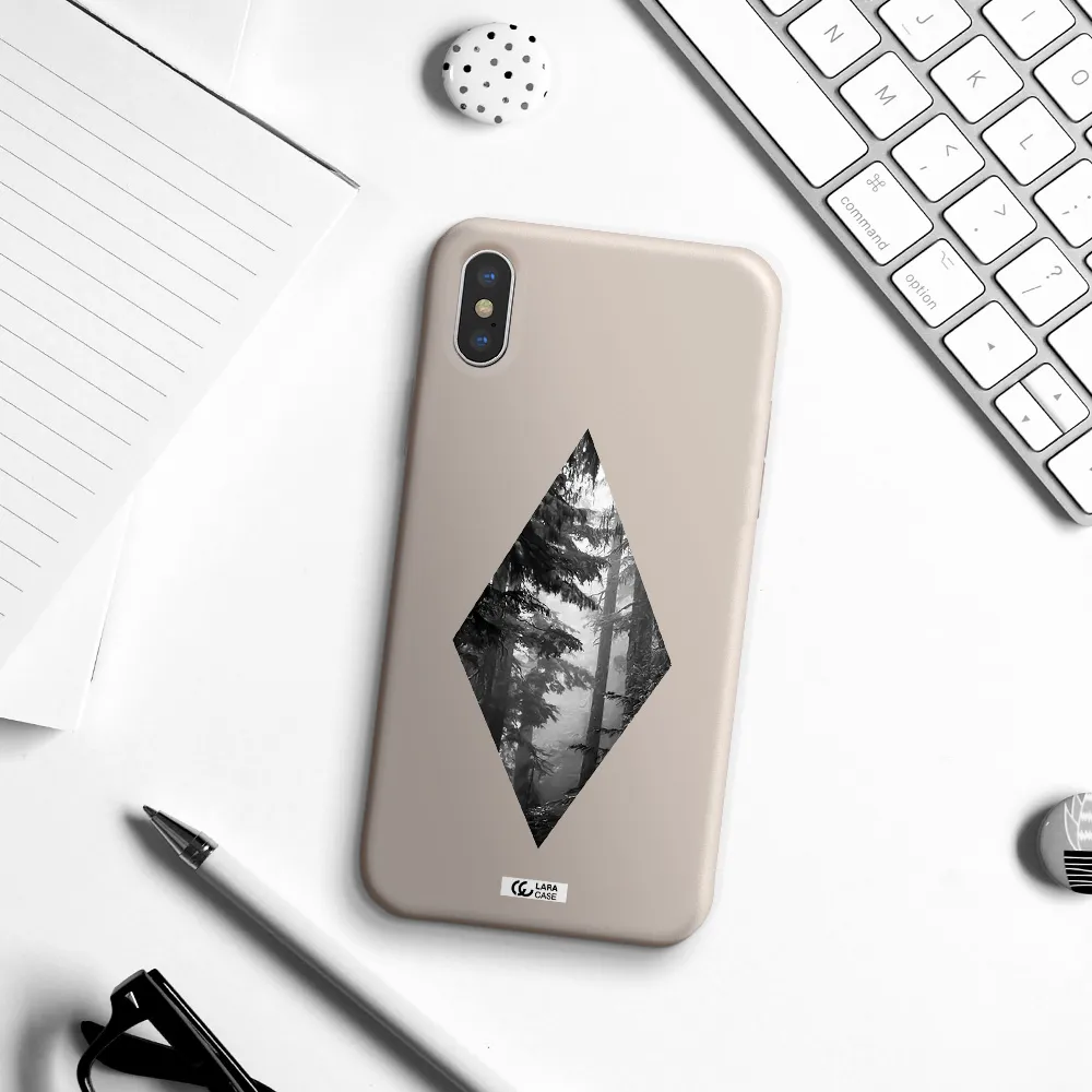 a diamond shaped image of trees Apple iPhone X Silicone Stone Case