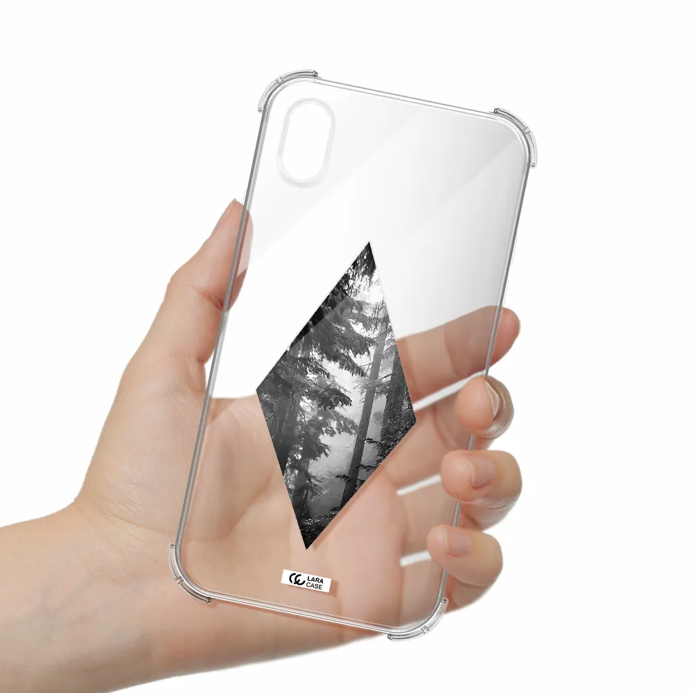 a diamond shaped image of trees Apple iPhone XR Clear PC Case