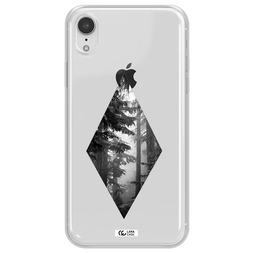 a diamond shaped image of trees Apple iPhone XR Clear TPU Case