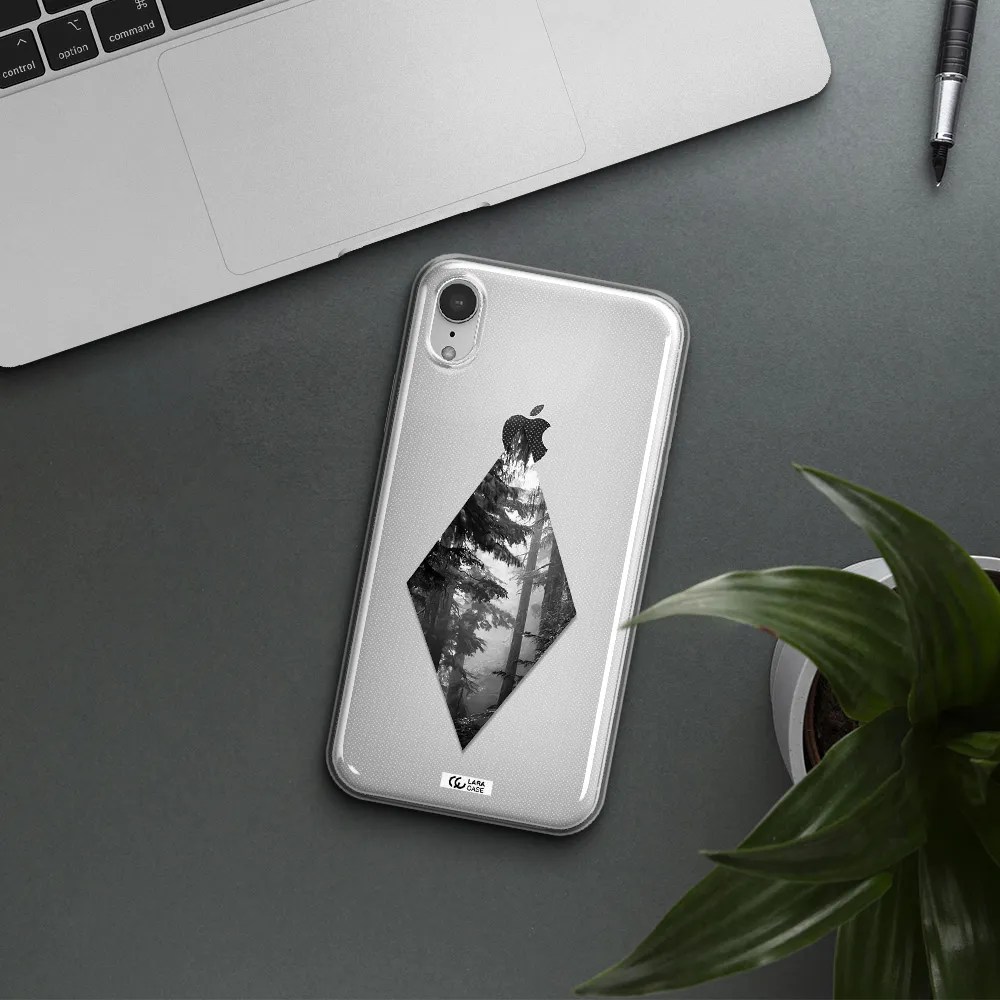 a diamond shaped image of trees Apple iPhone XR Clear TPU Case