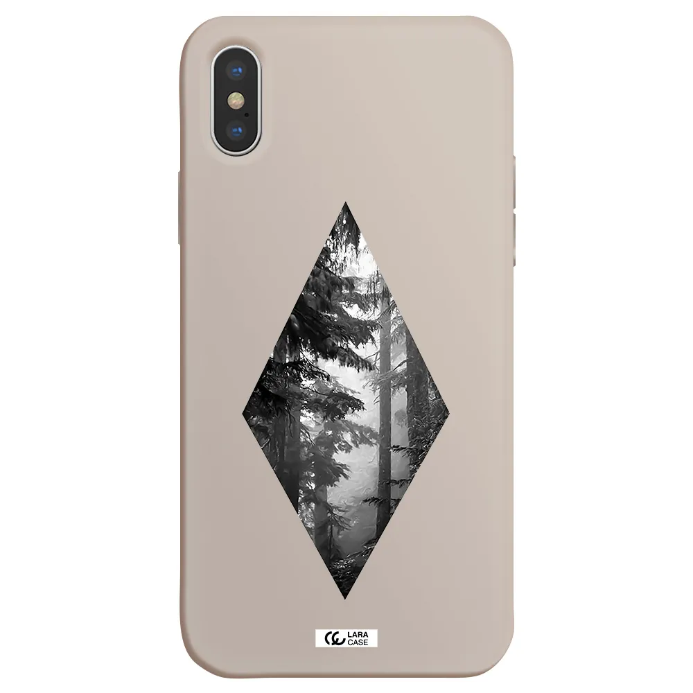a diamond shaped image of trees Apple iPhone XS Silicone Stone Case