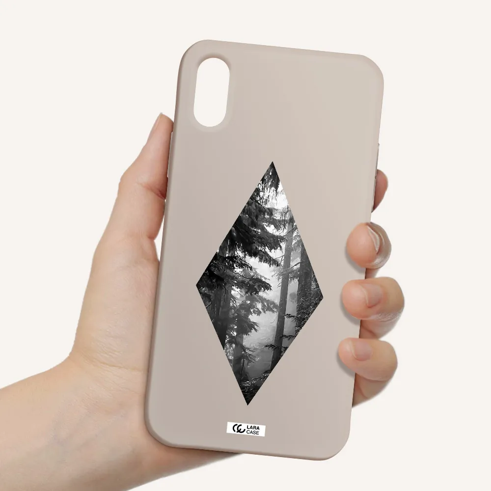 a diamond shaped image of trees Apple iPhone XS Silicone Stone Case