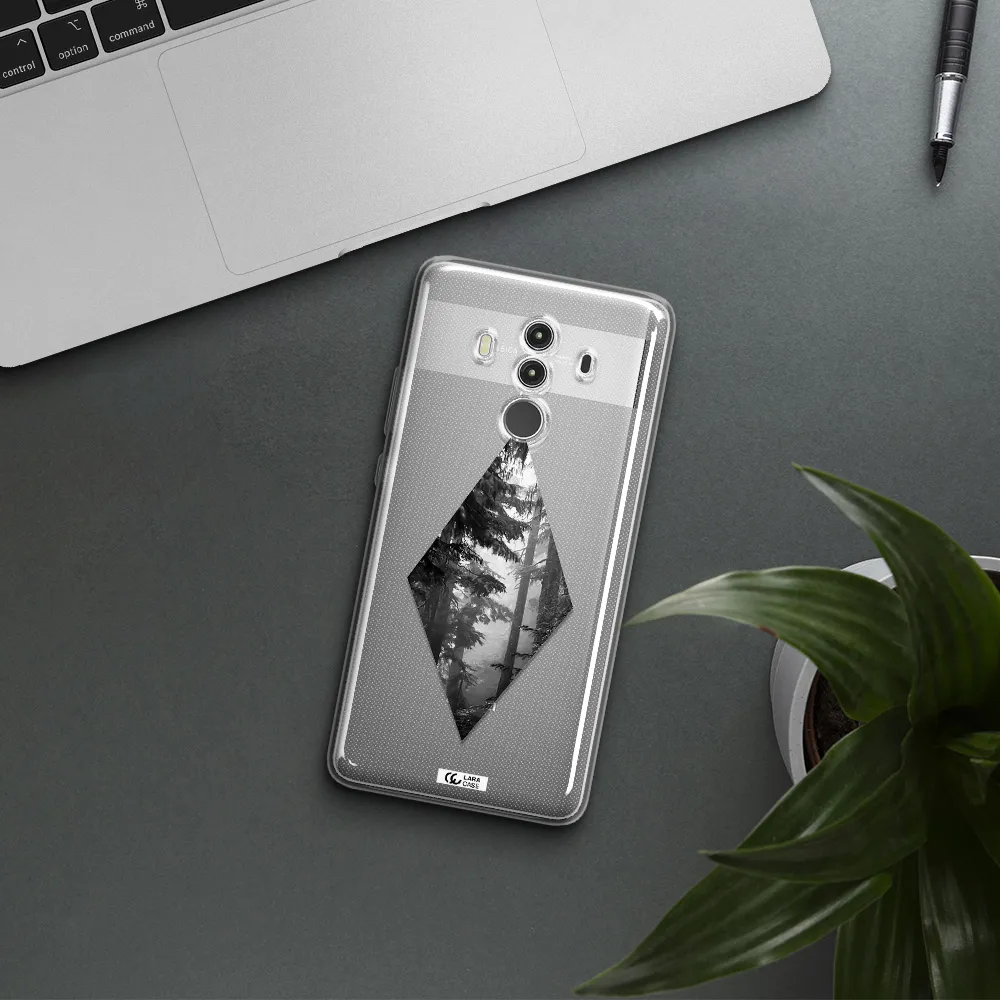 a diamond shaped image of trees Huawei Mate 10 Clear TPU Case