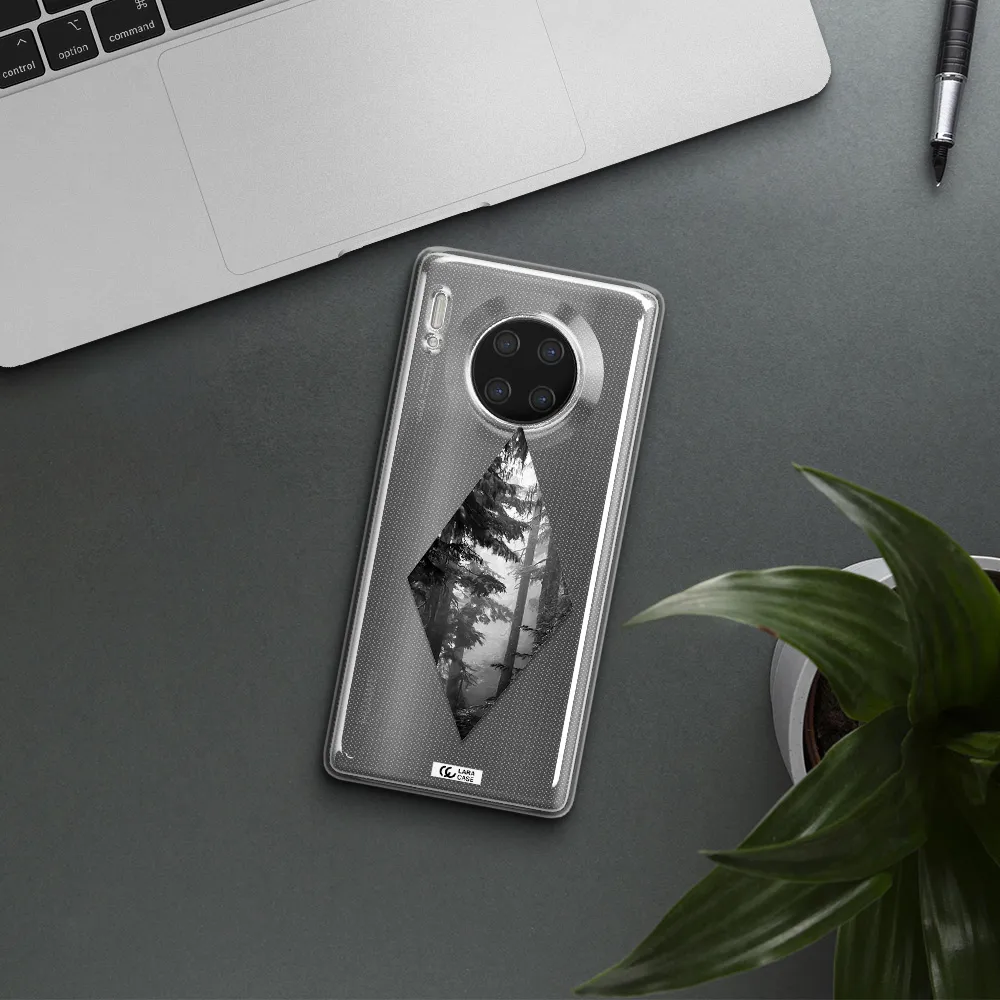 a diamond shaped image of trees Huawei Mate 30 Pro Clear TPU Case