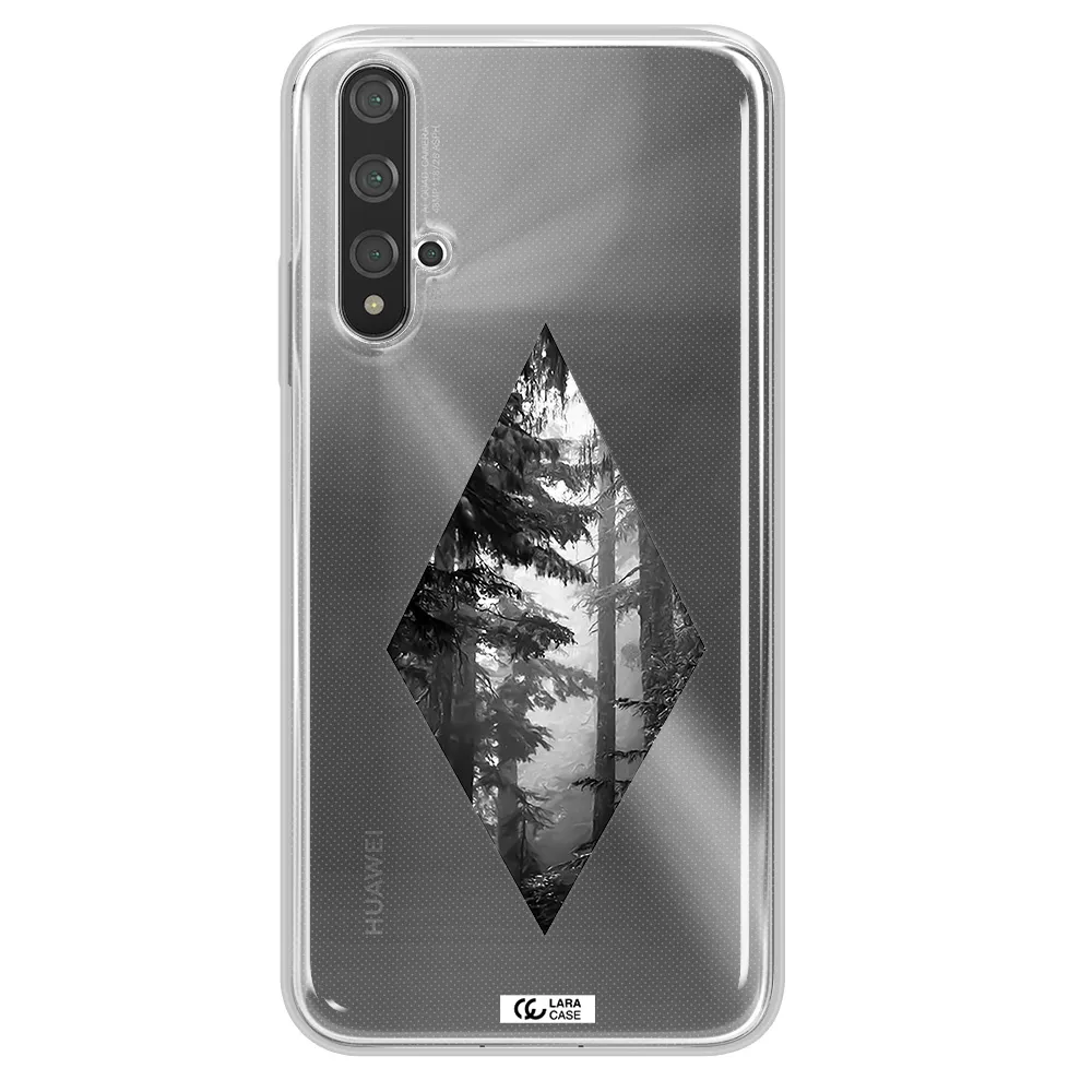 a diamond shaped image of trees Huawei Nova 5t Clear TPU Case