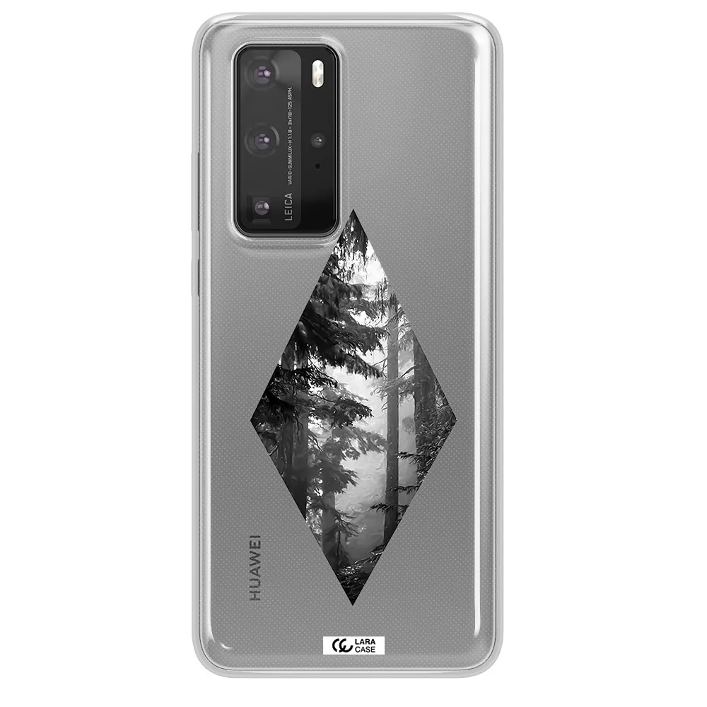 a diamond shaped image of trees Huawei P40 Pro Clear TPU Case