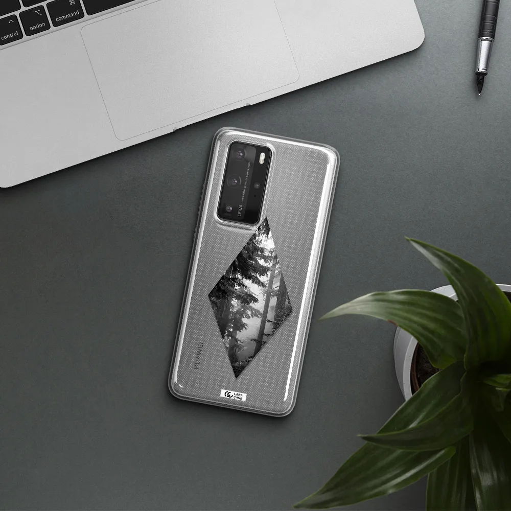 a diamond shaped image of trees Huawei P40 Pro Clear TPU Case