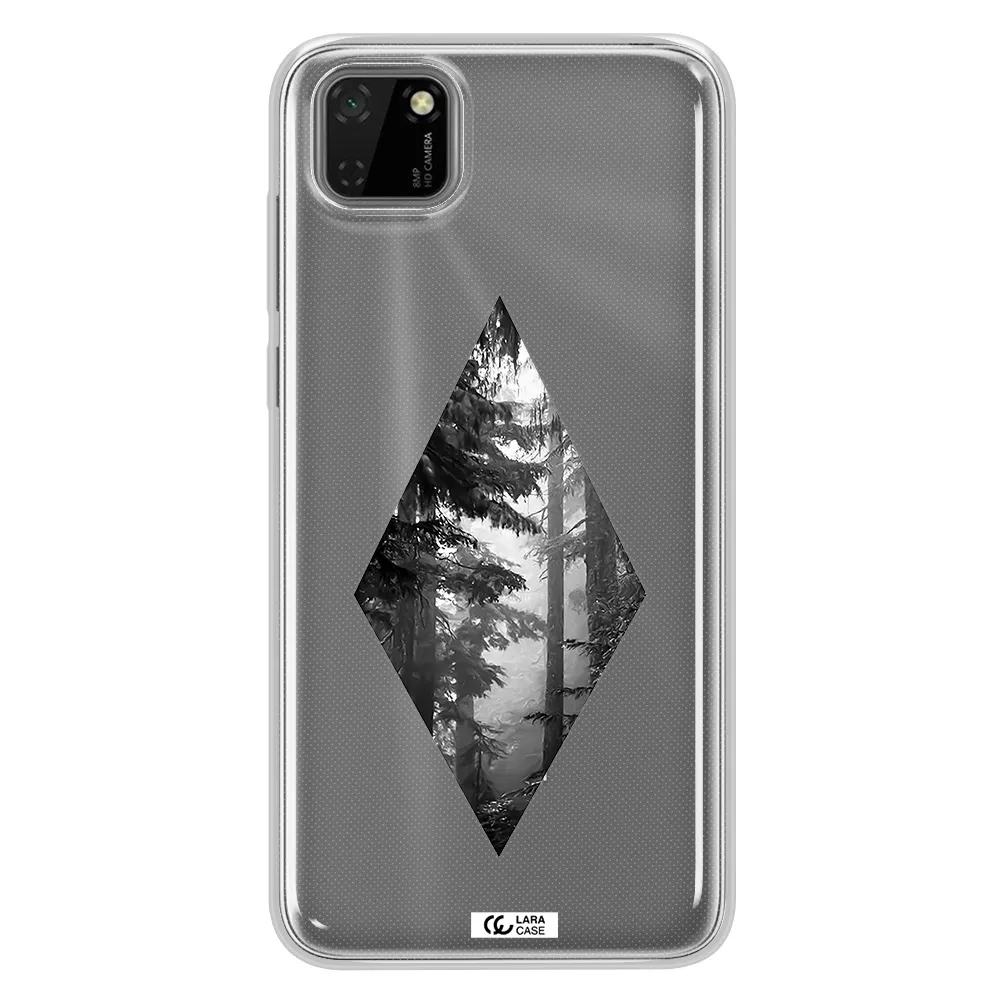 a diamond shaped image of trees Huawei Y5P Clear TPU Case