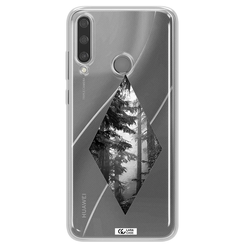 a diamond shaped image of trees Huawei Y6P Clear TPU Case