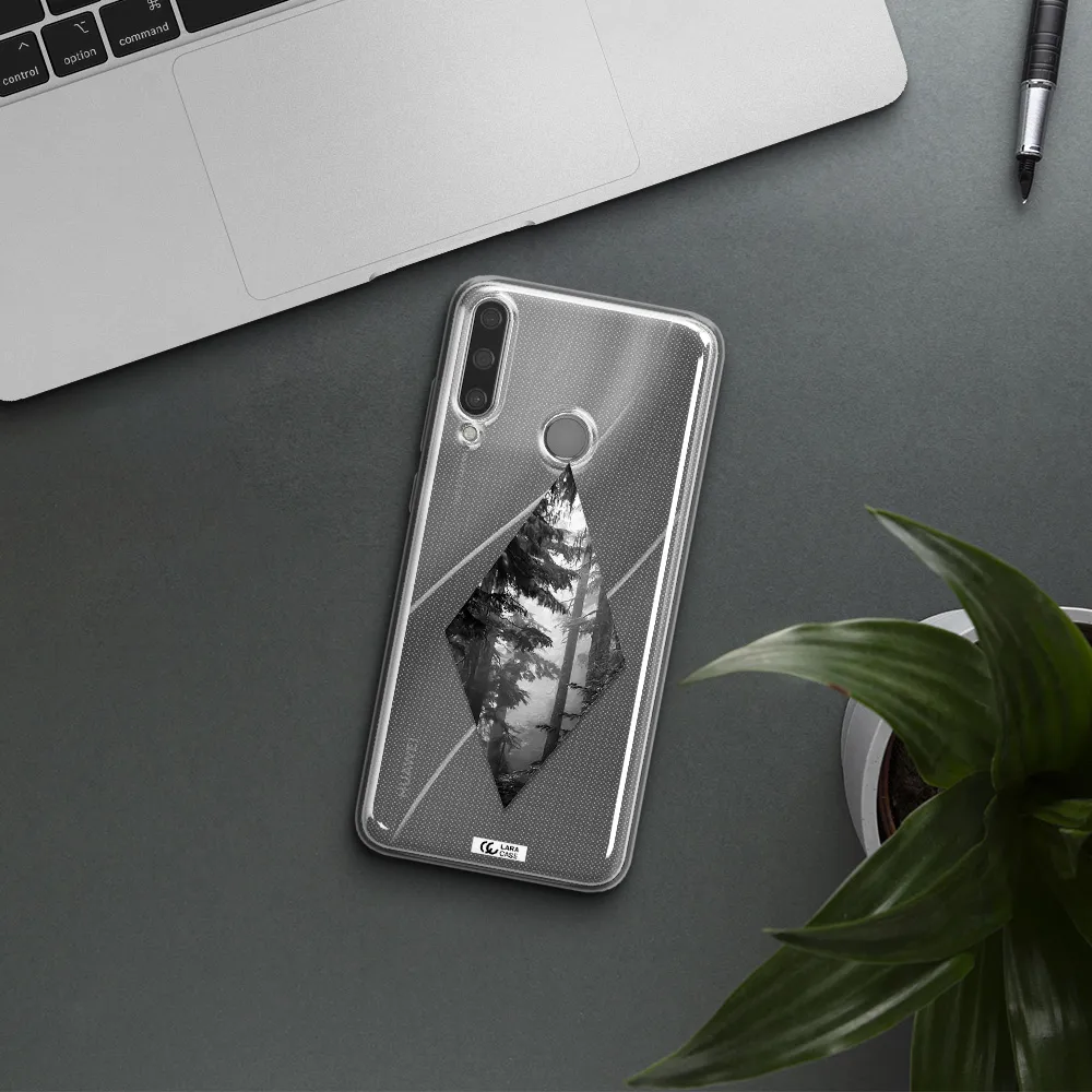 a diamond shaped image of trees Huawei Y6P Clear TPU Case