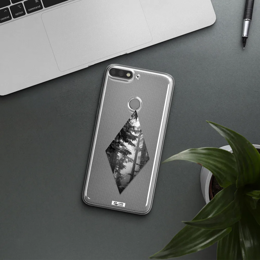 a diamond shaped image of trees Huawei Y7 Prime 2018 Clear TPU Case