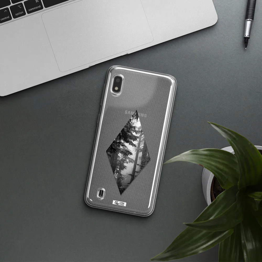 a diamond shaped image of trees Samsung A10 Clear TPU Case