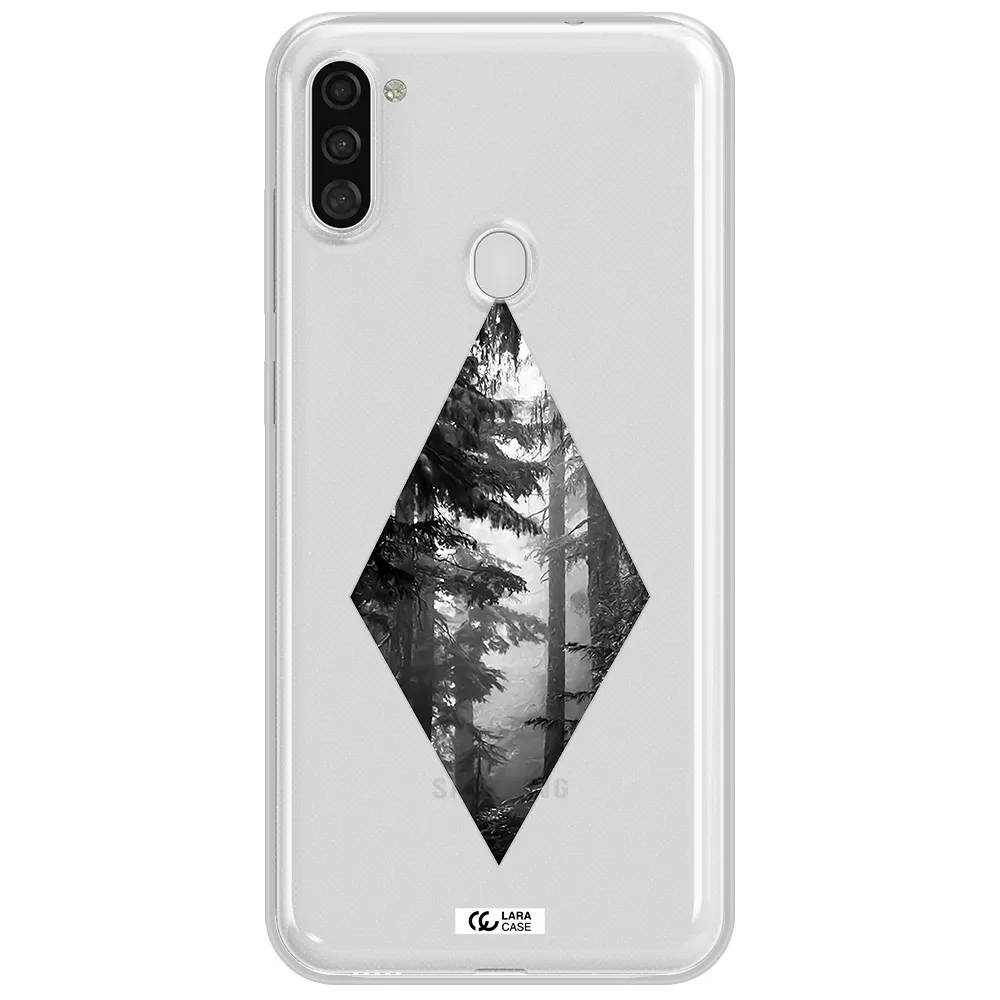 a diamond shaped image of trees Samsung A11 Clear TPU Case