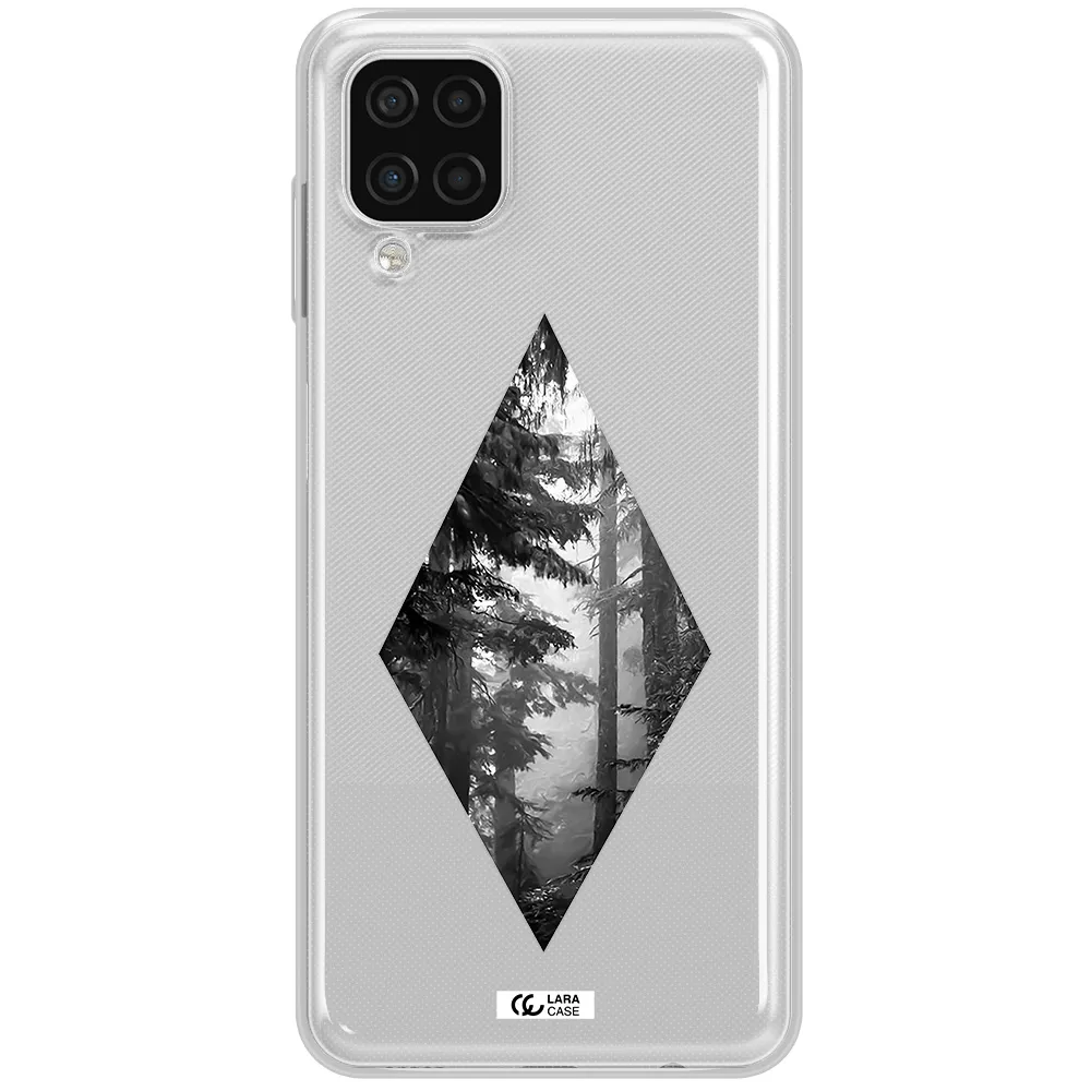 a diamond shaped image of trees Samsung A12 4g Clear TPU Case