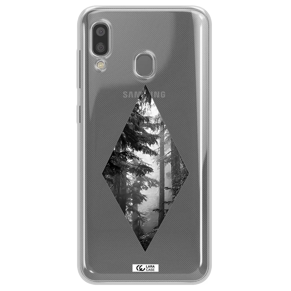 a diamond shaped image of trees Samsung A20 Clear TPU Case
