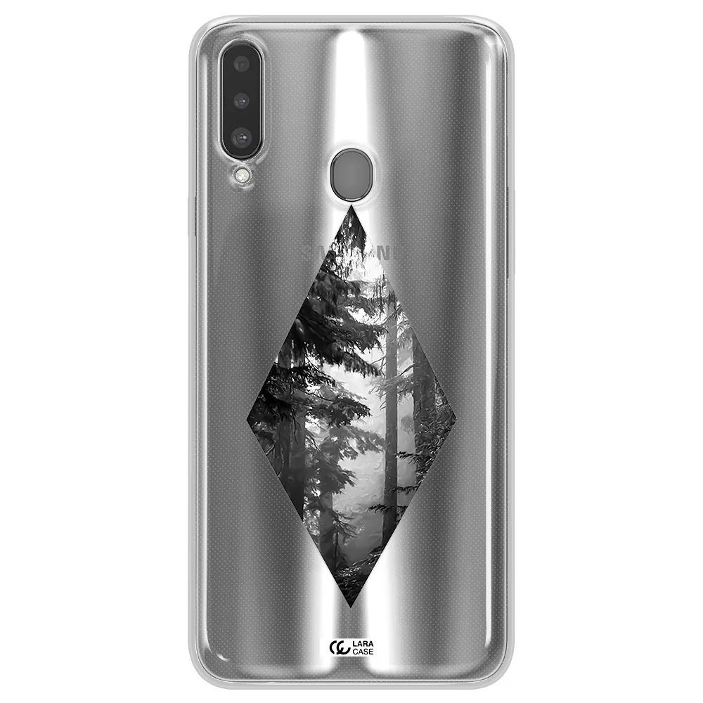 a diamond shaped image of trees Samsung A20S Clear TPU Case