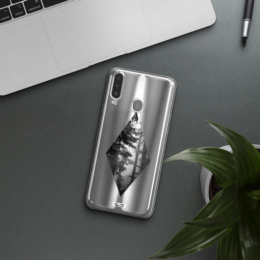 a diamond shaped image of trees Samsung A20S Clear TPU Case