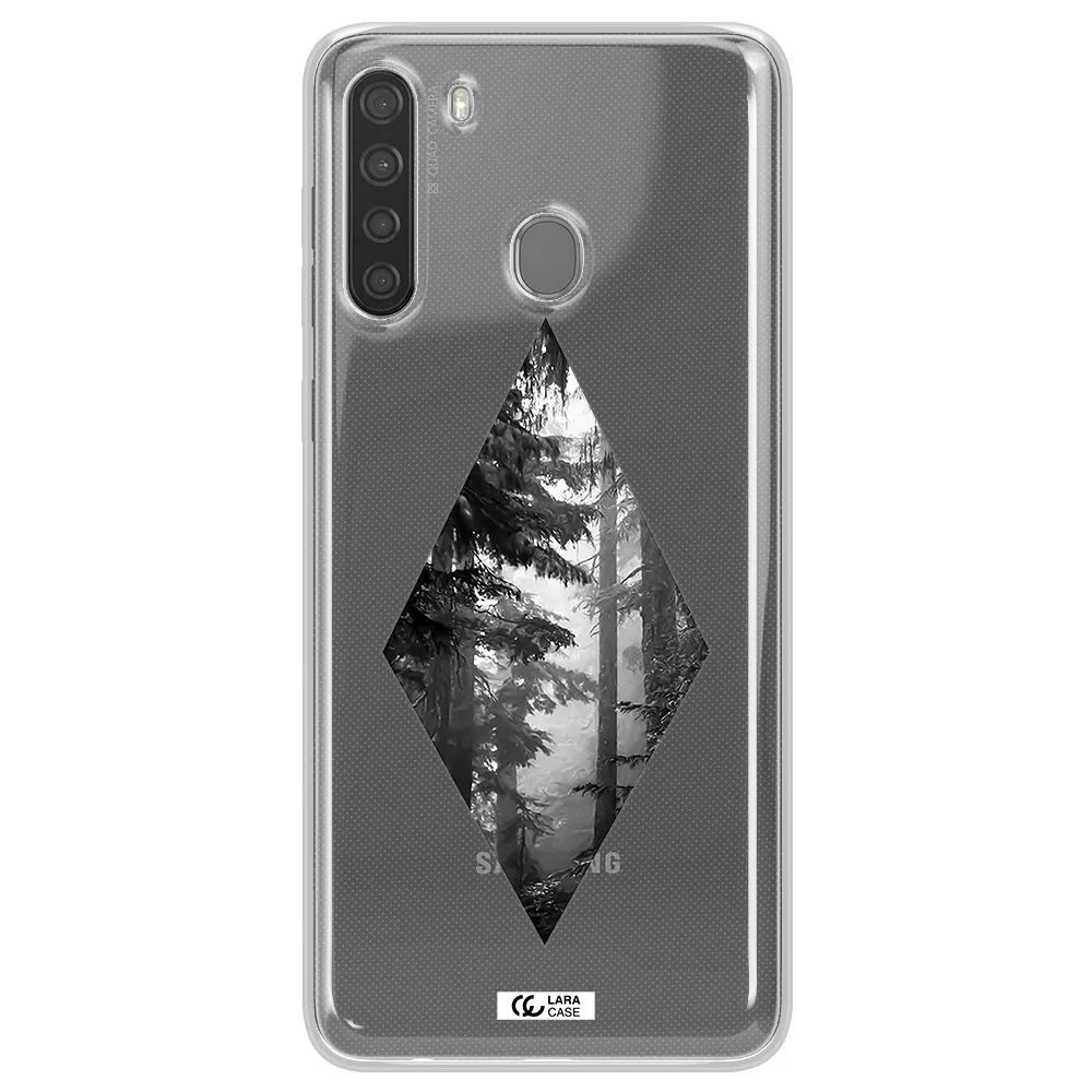a diamond shaped image of trees Samsung A21 Clear TPU Case