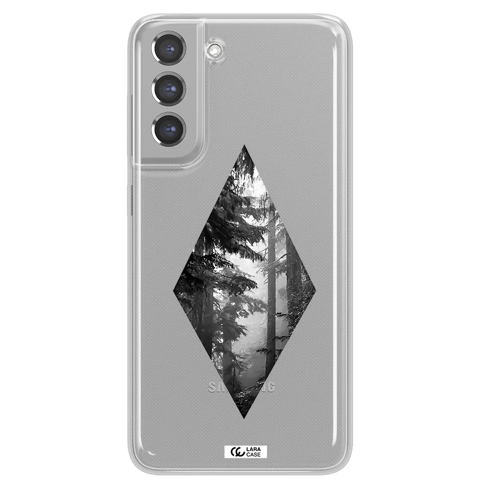 a diamond shaped image of trees Samsung A21 Fe Clear TPU Case