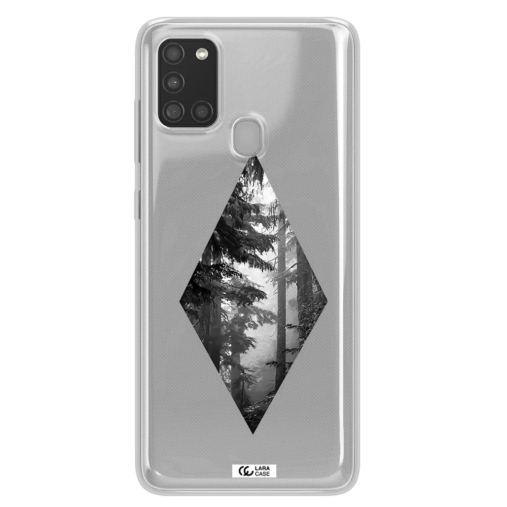 a diamond shaped image of trees Samsung A21S Clear TPU Case