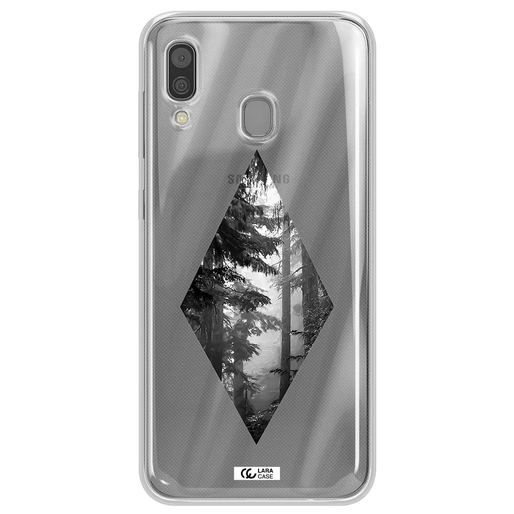 a diamond shaped image of trees Samsung A30 Clear TPU Case