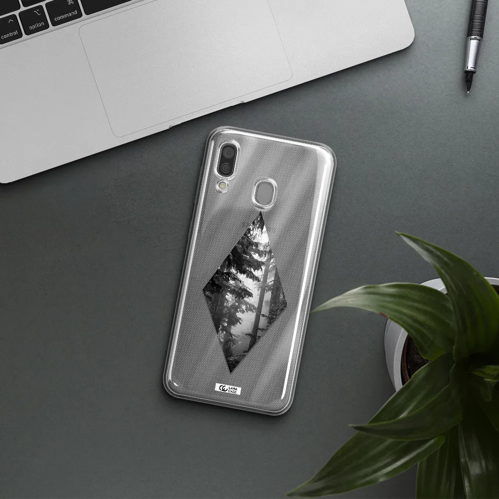 a diamond shaped image of trees Samsung A30 Clear TPU Case