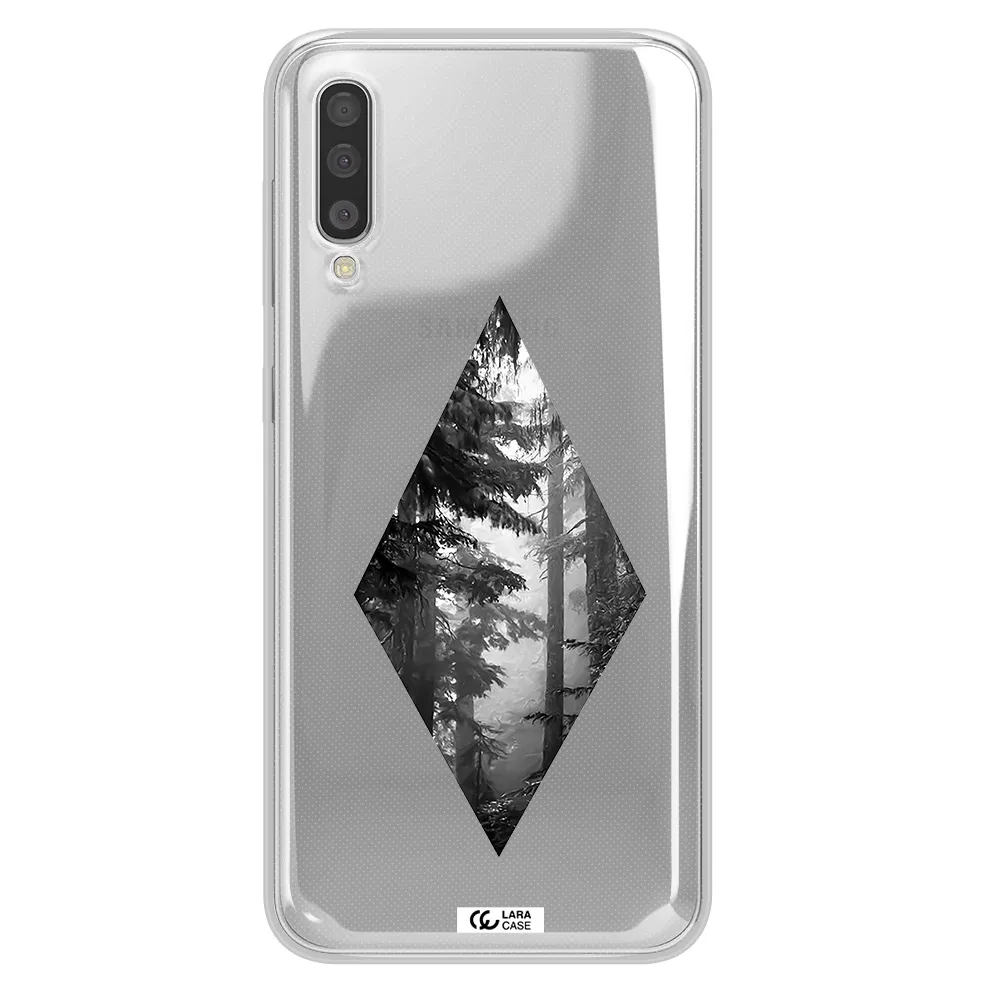 a diamond shaped image of trees Samsung A50 Clear TPU Case