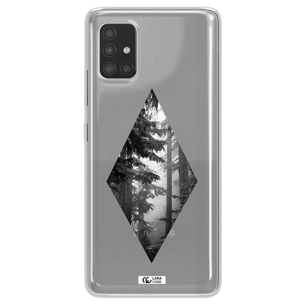 a diamond shaped image of trees Samsung A51 Clear TPU Case