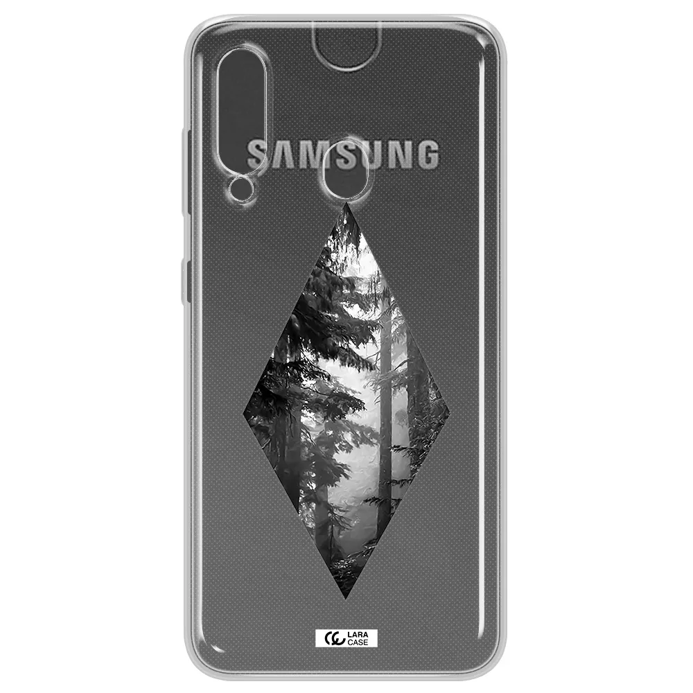 a diamond shaped image of trees Samsung A60 Clear TPU Case