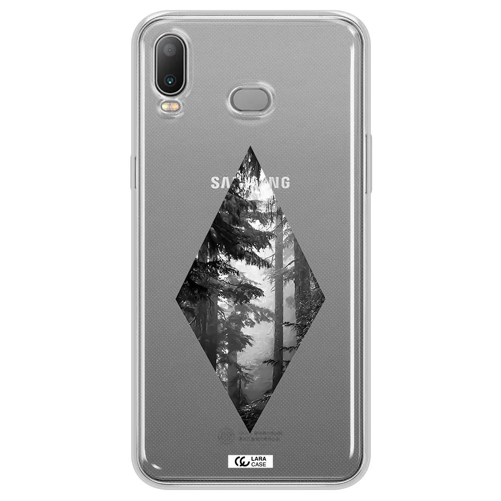 a diamond shaped image of trees Samsung A6S Clear TPU Case