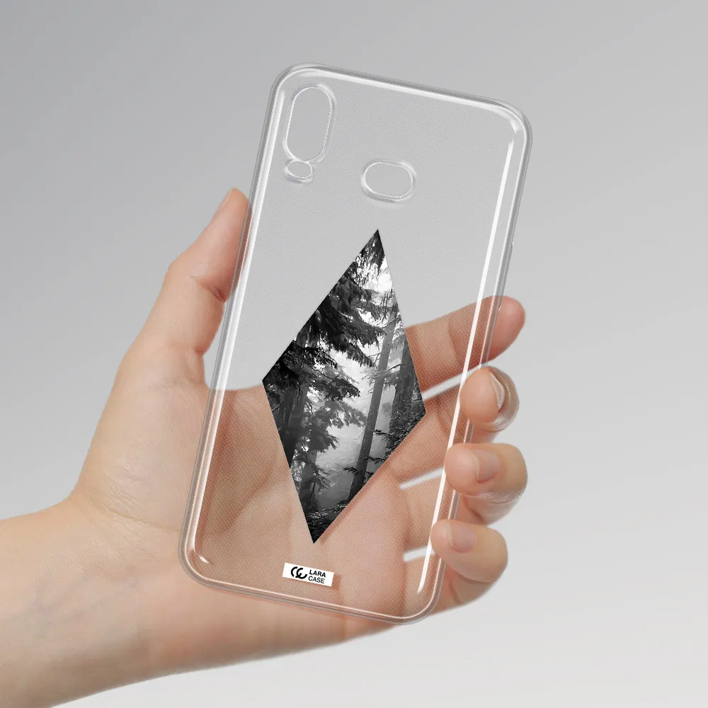 a diamond shaped image of trees Samsung A6S Clear TPU Case