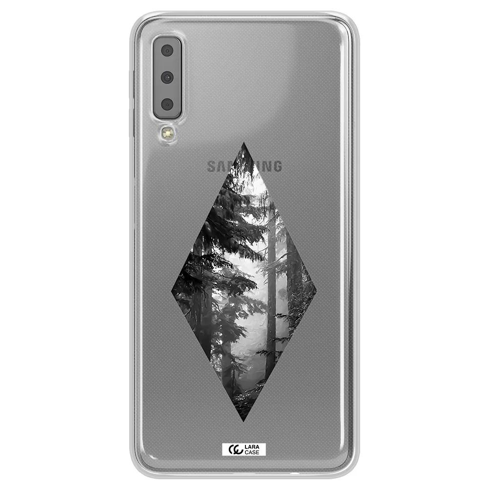 a diamond shaped image of trees Samsung A7 2018 Clear TPU Case
