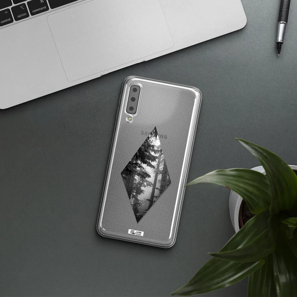 a diamond shaped image of trees Samsung A7 2018 Clear TPU Case