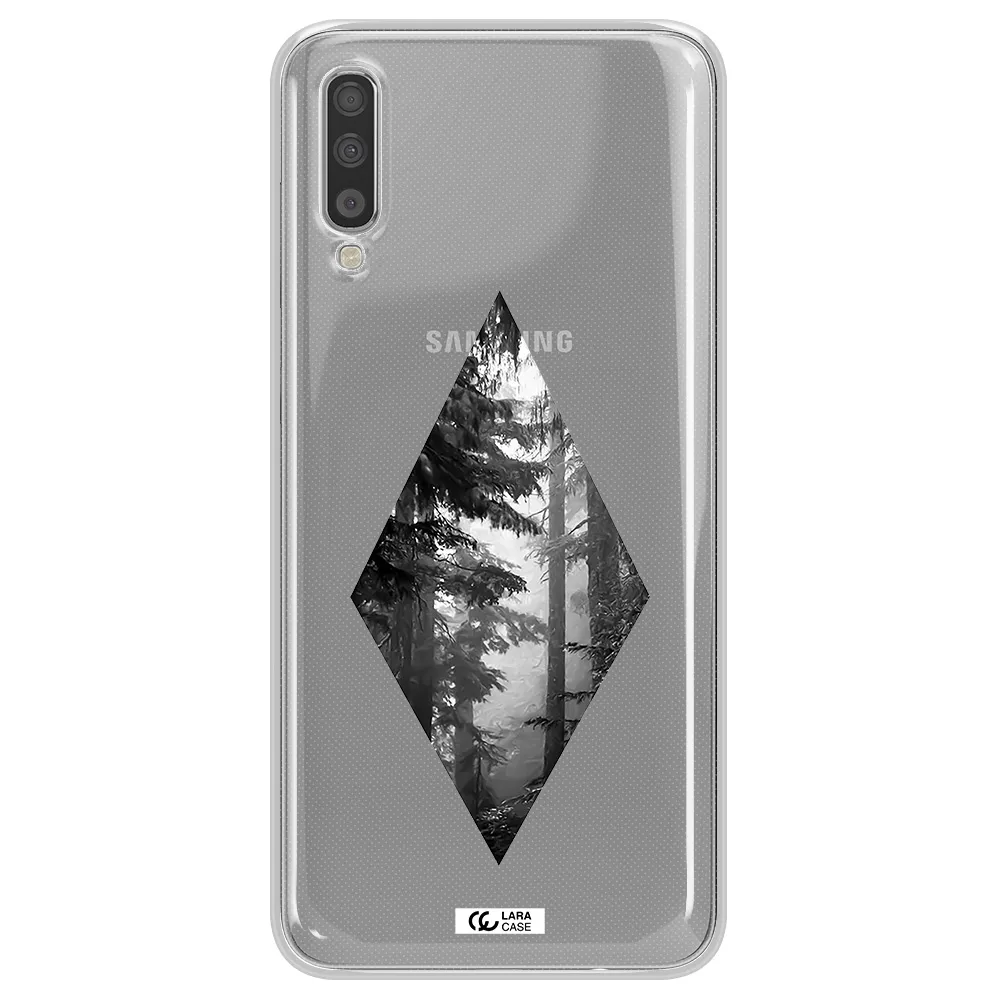 a diamond shaped image of trees Samsung A70 Clear TPU Case