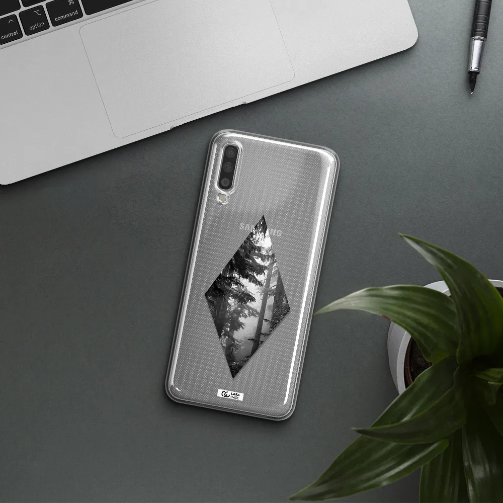 a diamond shaped image of trees Samsung A70 Clear TPU Case
