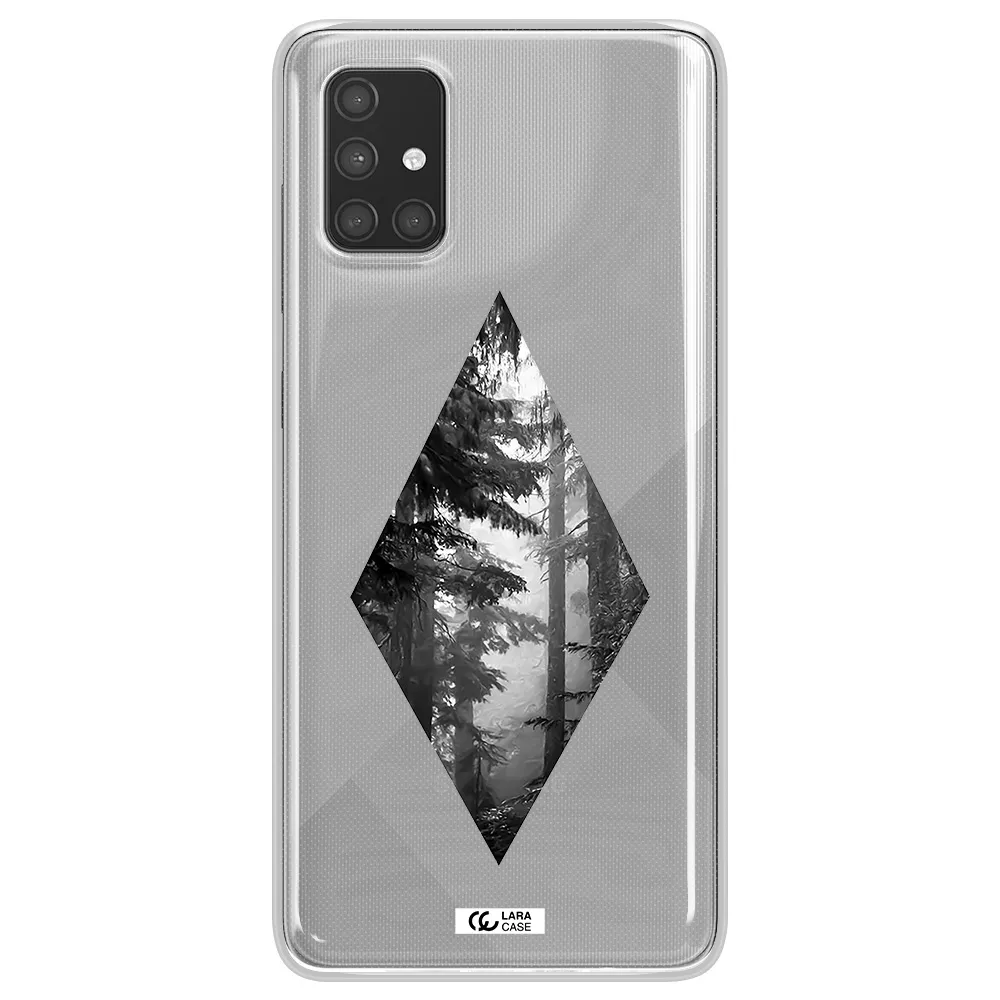 a diamond shaped image of trees Samsung A71 Clear TPU Case