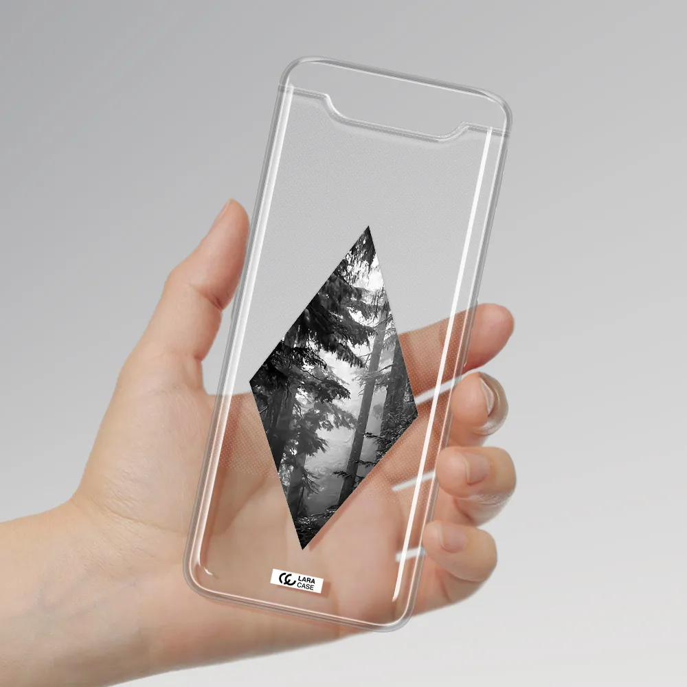 a diamond shaped image of trees Samsung A80 Clear TPU Case