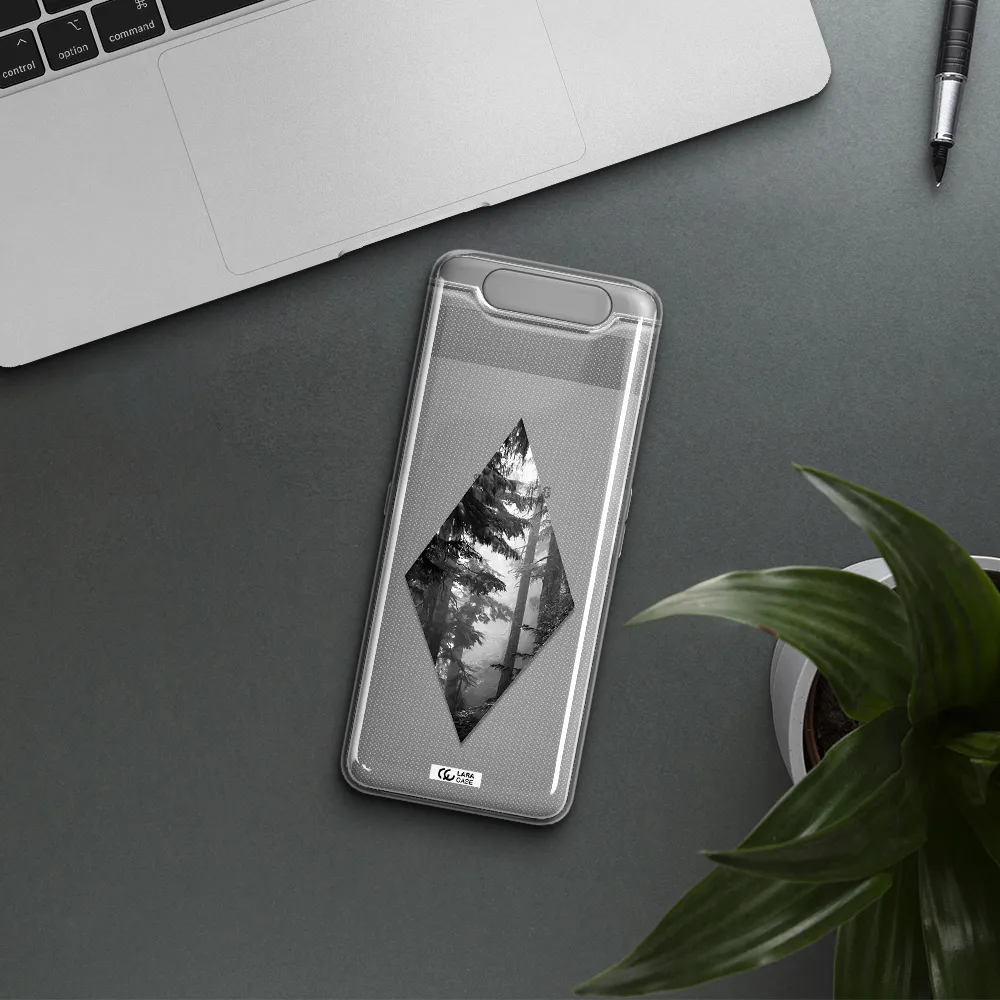 a diamond shaped image of trees Samsung A80 Clear TPU Case