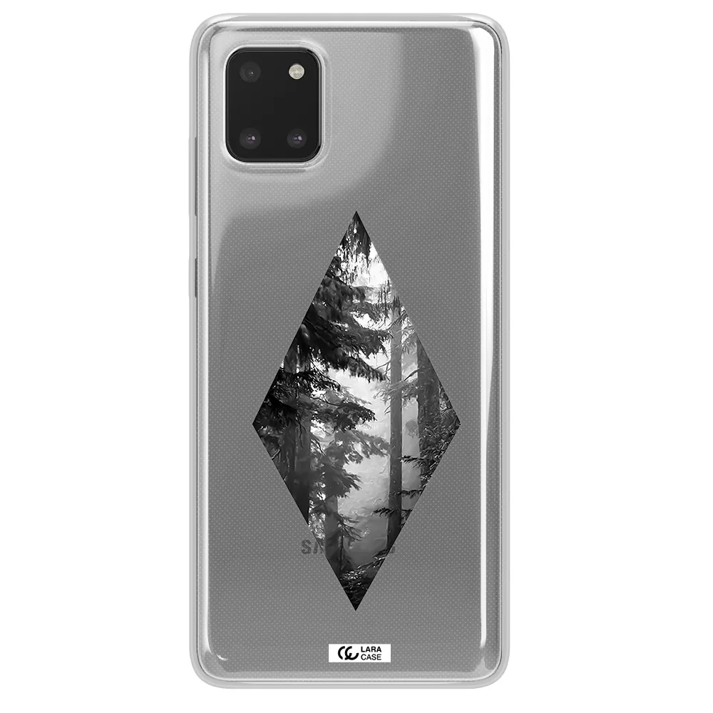 a diamond shaped image of trees Samsung A81 Clear TPU Case