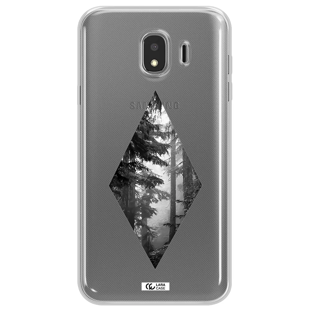 a diamond shaped image of trees Samsung J4 Clear TPU Case
