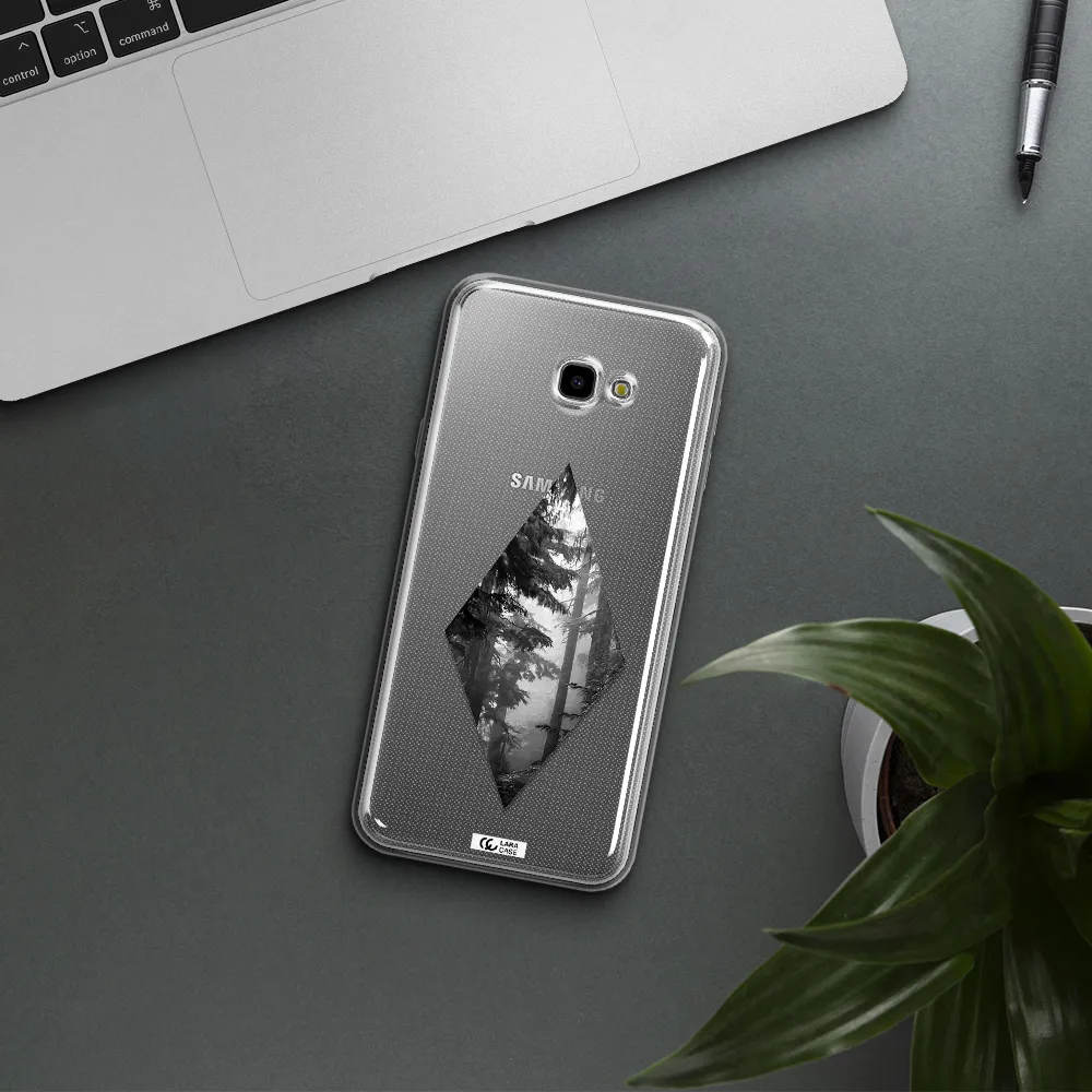 a diamond shaped image of trees Samsung J4 Plus Clear TPU Case