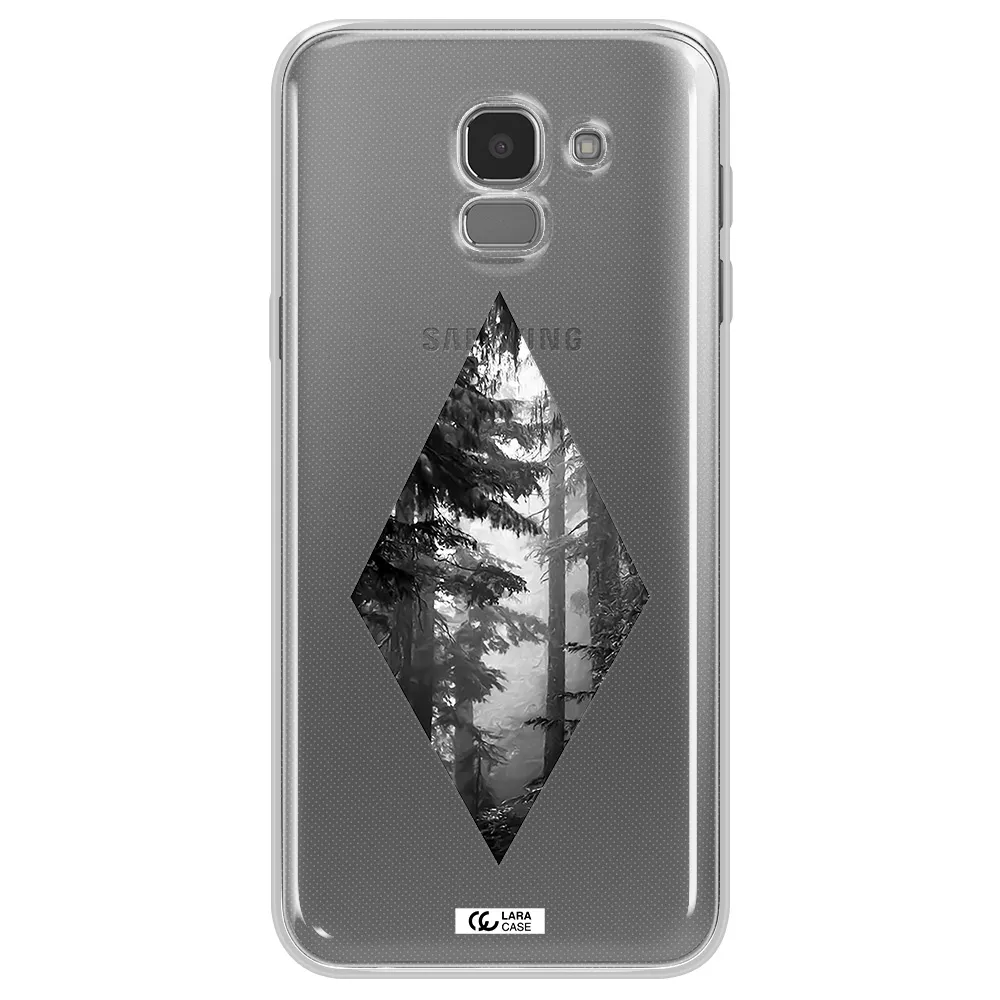 a diamond shaped image of trees Samsung J6 Clear TPU Case
